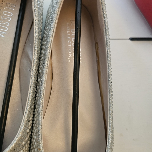 De Blossom Collection Glittering Silver Flats - Picture 9 of 16